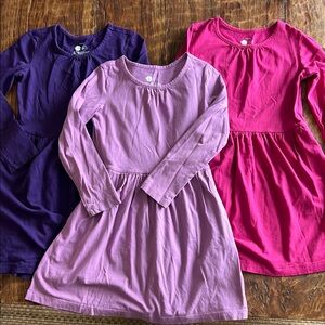 Trio of Primary Purple and Pink Long Sleeve Dresses